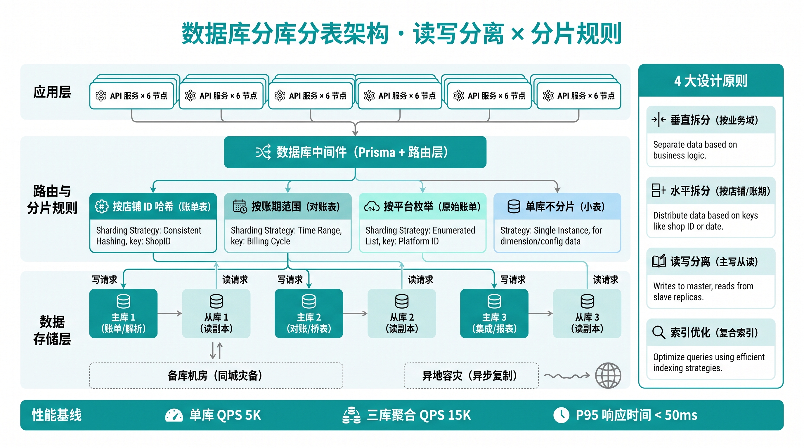 数据库分库分表架构图：读写分离与索引分层